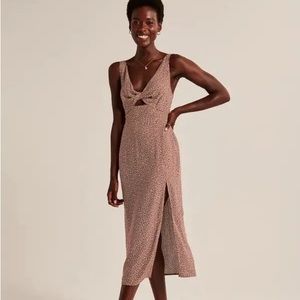 Abercrombie and Fitch Twist-Front Cutout Midi Dress